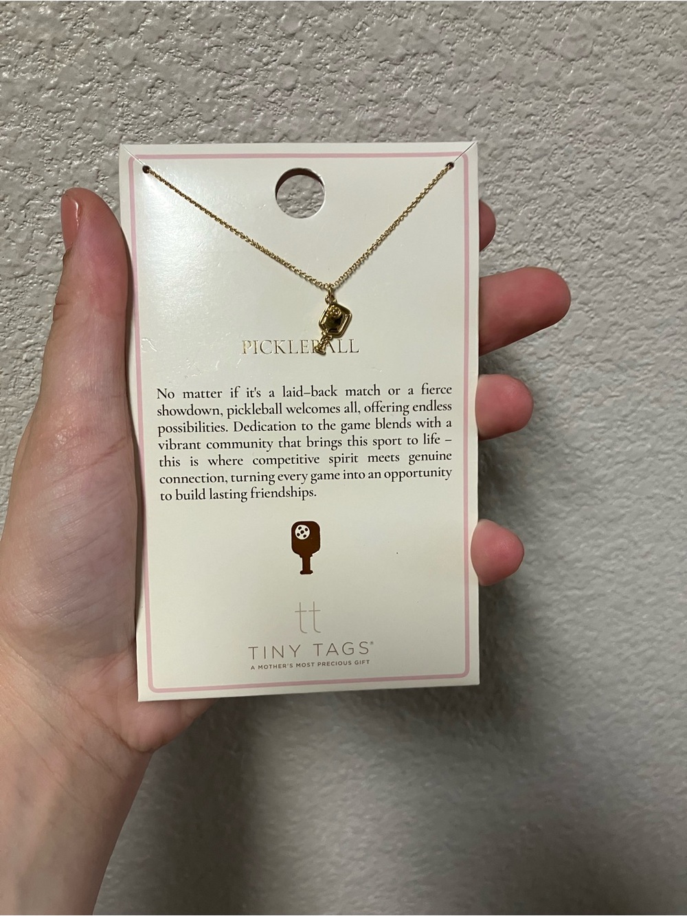 NWT 14k Gold Ion Plated Pickleball Necklace